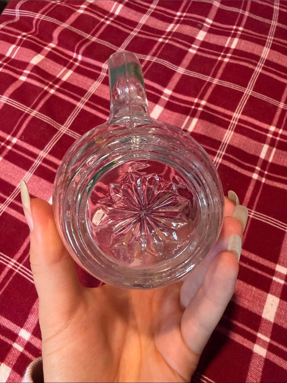 Vtg Anchor Hocking Star of David Glass Creamer Pitcher